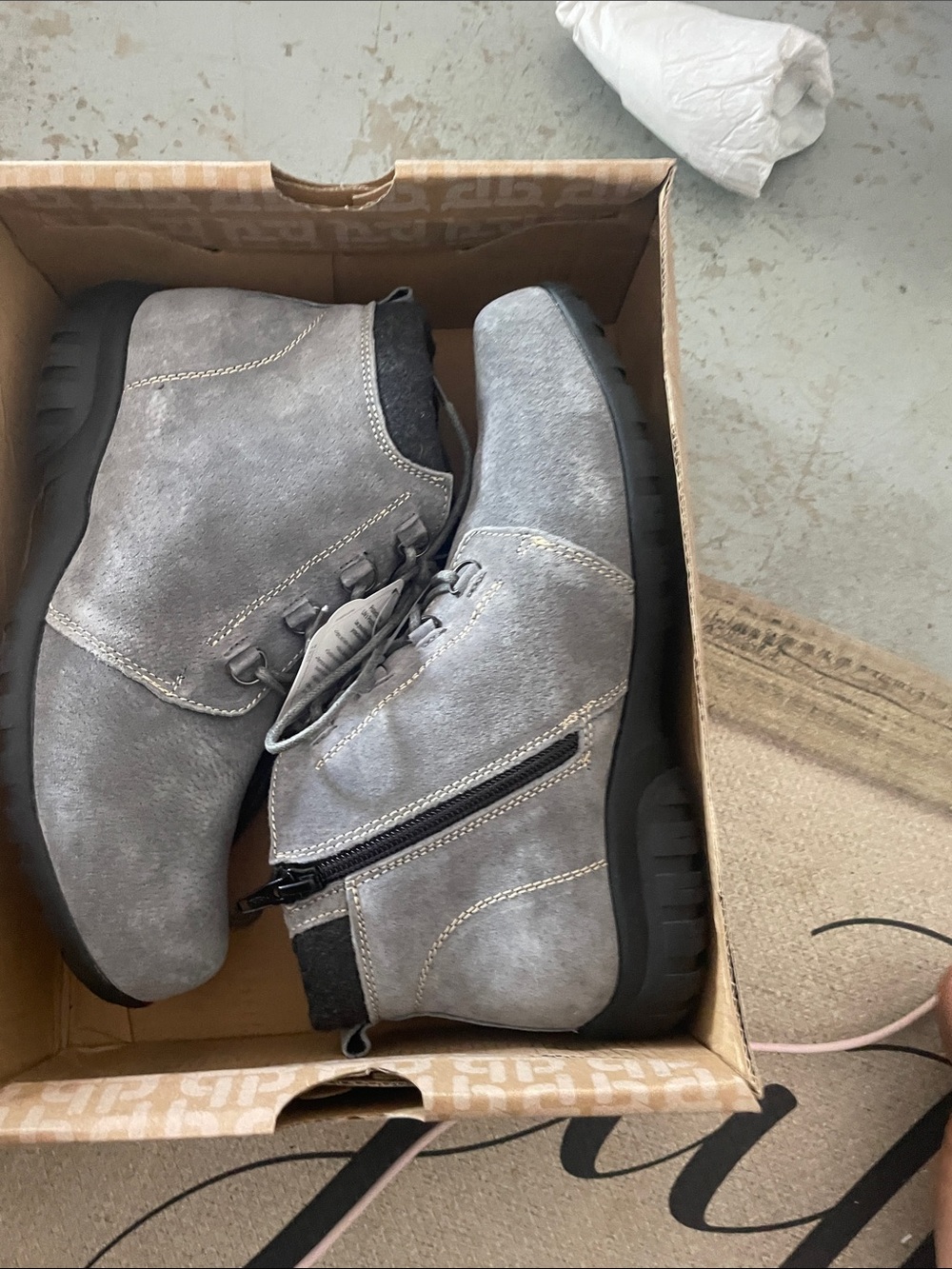 Propet Grey Suede-Look Chukka Boots with Side Zip